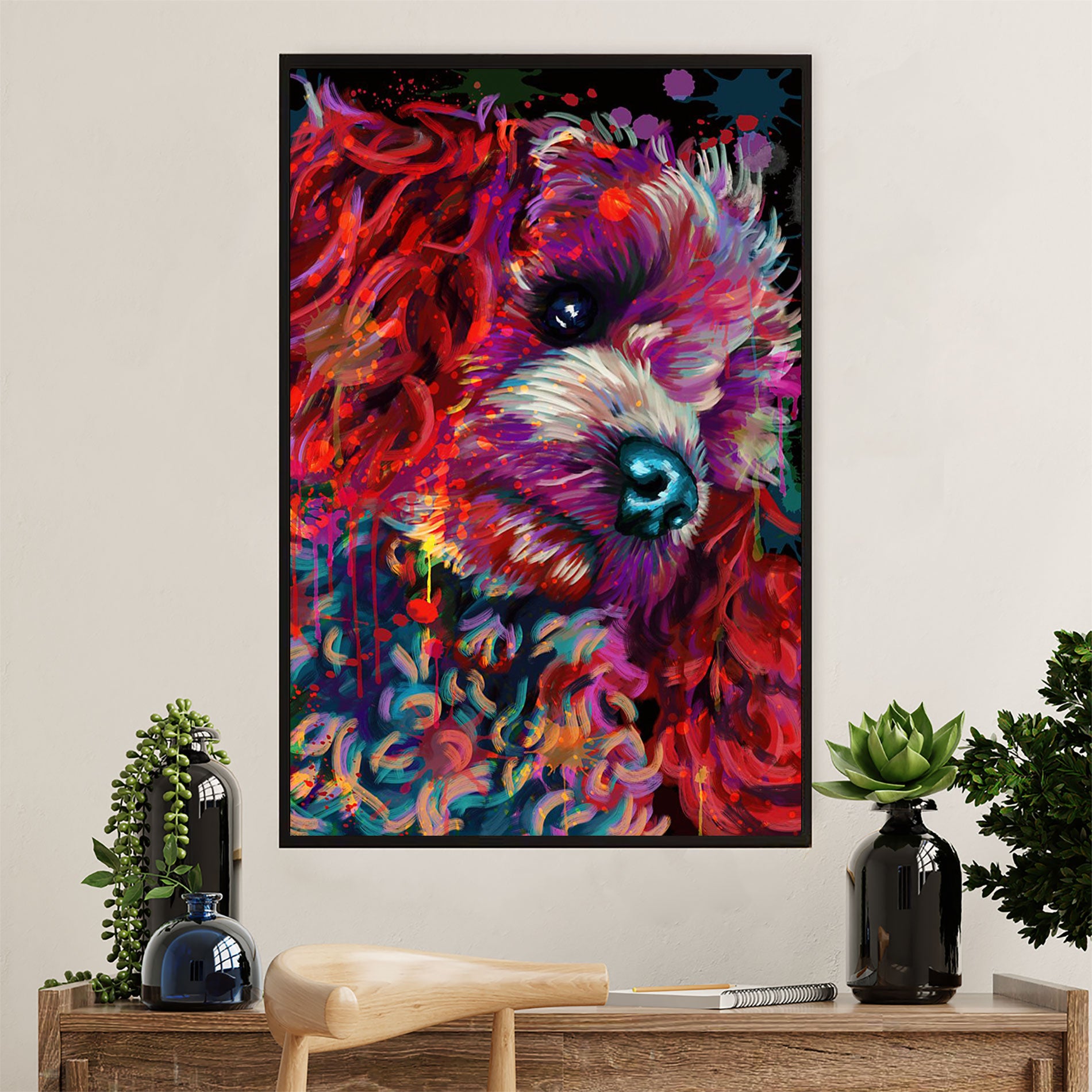 Watercolor Poodle Painting Dog Canvas Wall Art Prints | Home Décor Gift For Poodle Puppies Lover