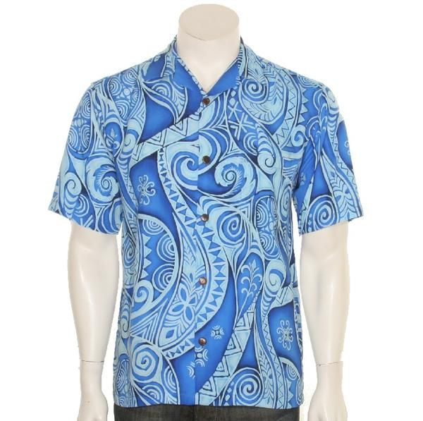 Tribal Wave Blue Awesome Design Hawaii Shirt Ha10490