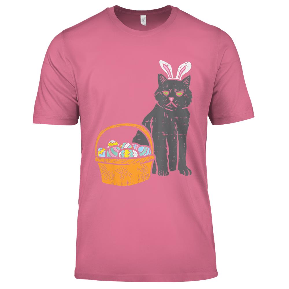 Black Cat Bunny Ears Eggs Basket Easter Pet Lover Gift Premium T Shirts