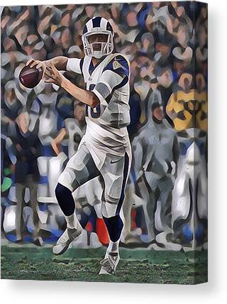 Jared Goff Los Angeles Rams Abstract Art 1 Joe Hamilton Canvas Print