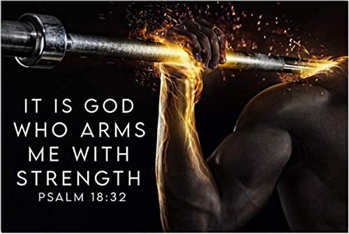 Vintage Man Gym It Is God Who Arms Me With Strength Poster Art Print      Home Decor Gift For Men Women Family Friend On Birthday Xmas