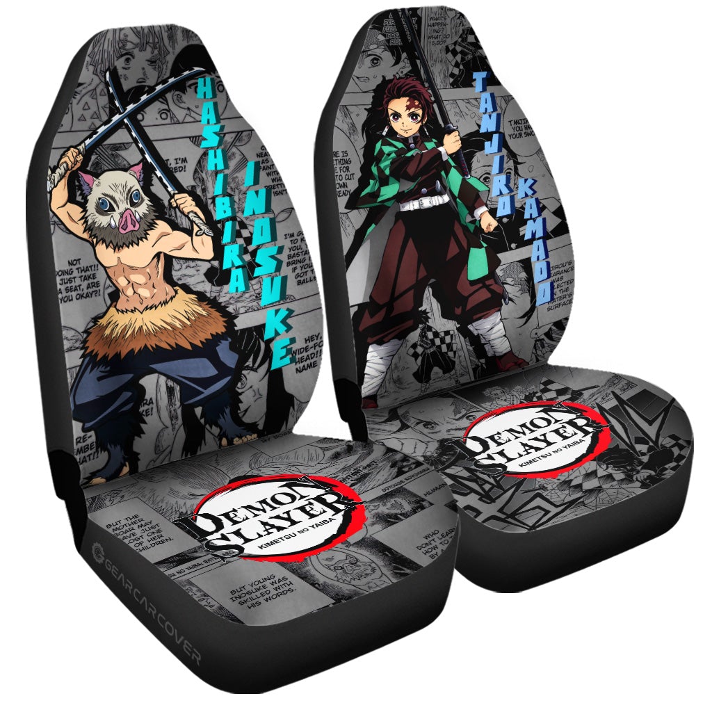 Tanjiro And Inosuke Car Seat Covers Custom Demon Slayer Anime Mix Manga Gifts For Fans