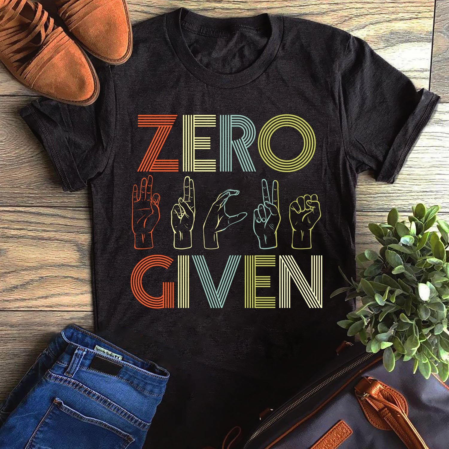 Zero Given Fuk Given Sign Language Unisex T-Shirt Hoodie Sweatshirt Plus Size S-5Xl