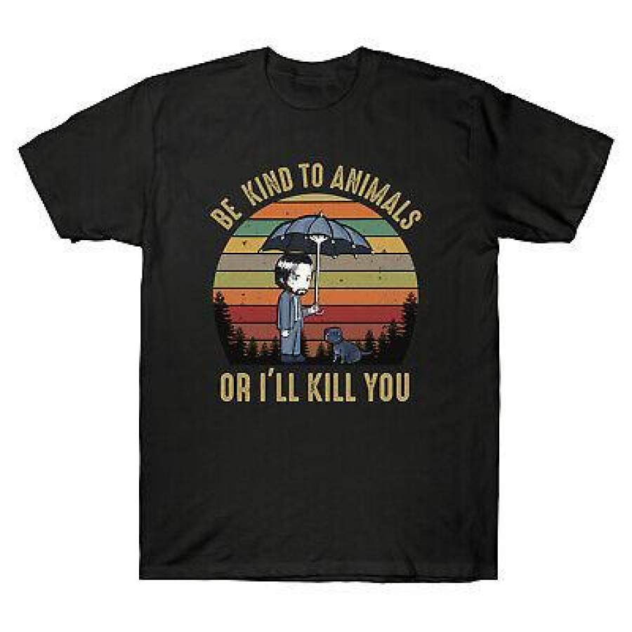 Be Kind To Animals Or I’Ll Kill You Vintage Men‘S T-Shirt Black