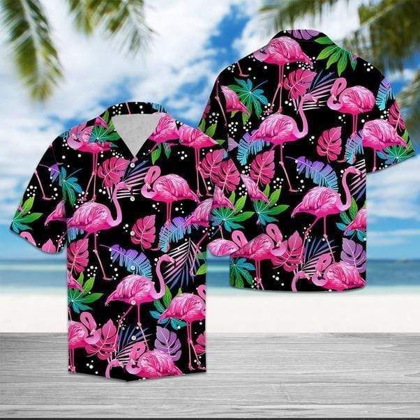 High Quality Amazing Pink Flamingo Tropical Unisex Hawaii Aloha Shirts Ha58377