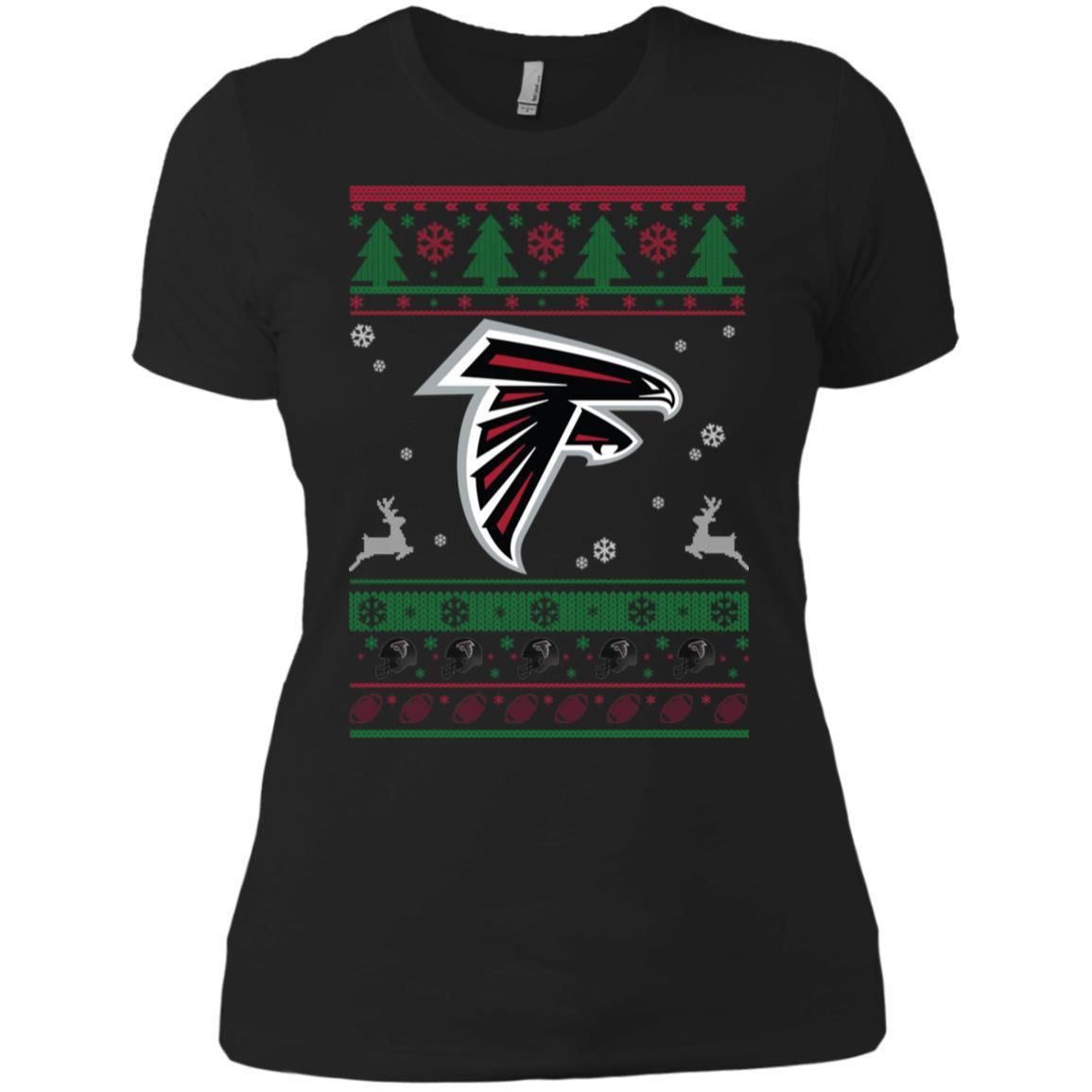 Atlanta Falcons Logo Football Teams Ugly Christmas Sweater Women T-Shirt