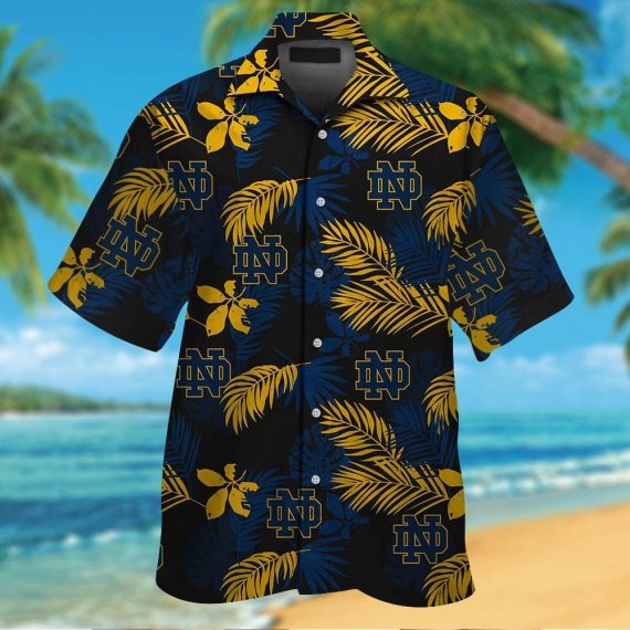 Notre Dame Fighting Irish Short Sleeve Button Up Tropical Aloha Hawaii Shirts Ha10480