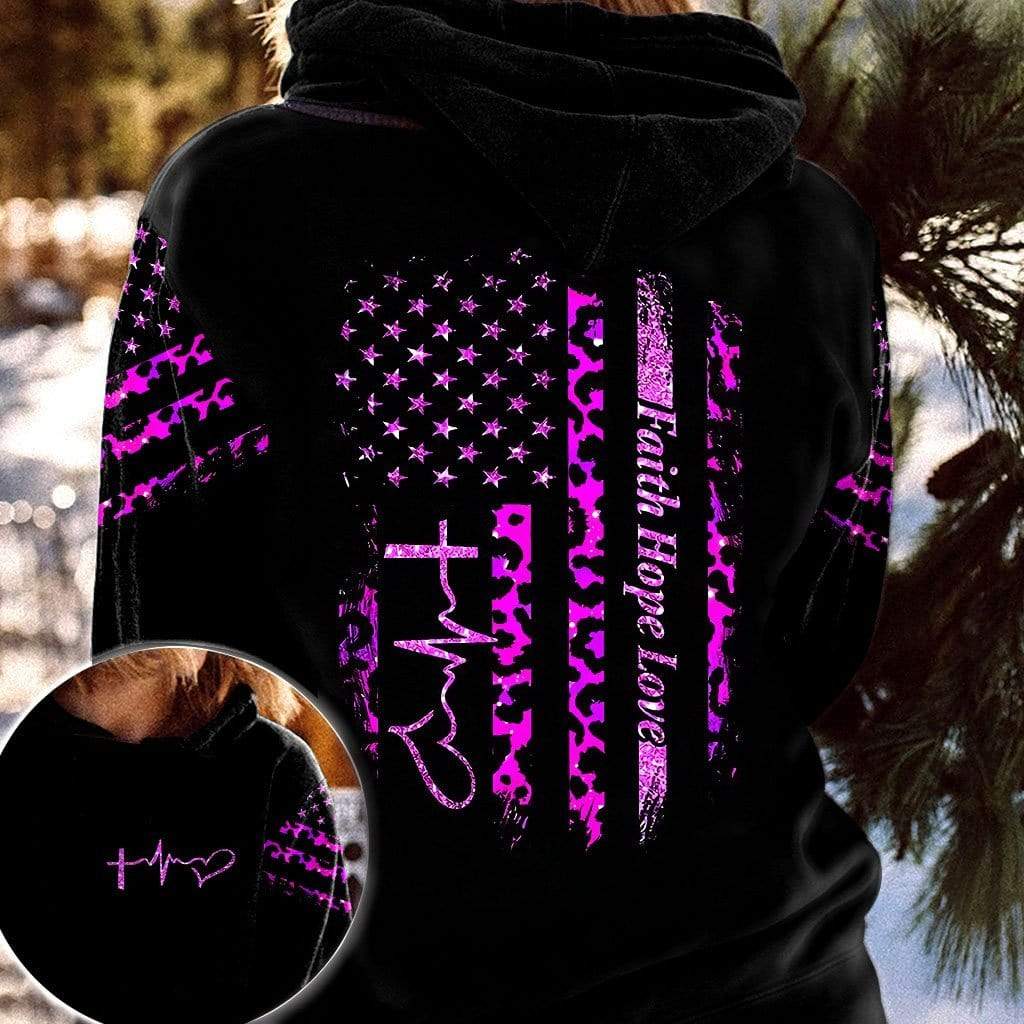 Breast Cancer Faith Hope Love Leopard custom name Hoodie 3D #KV