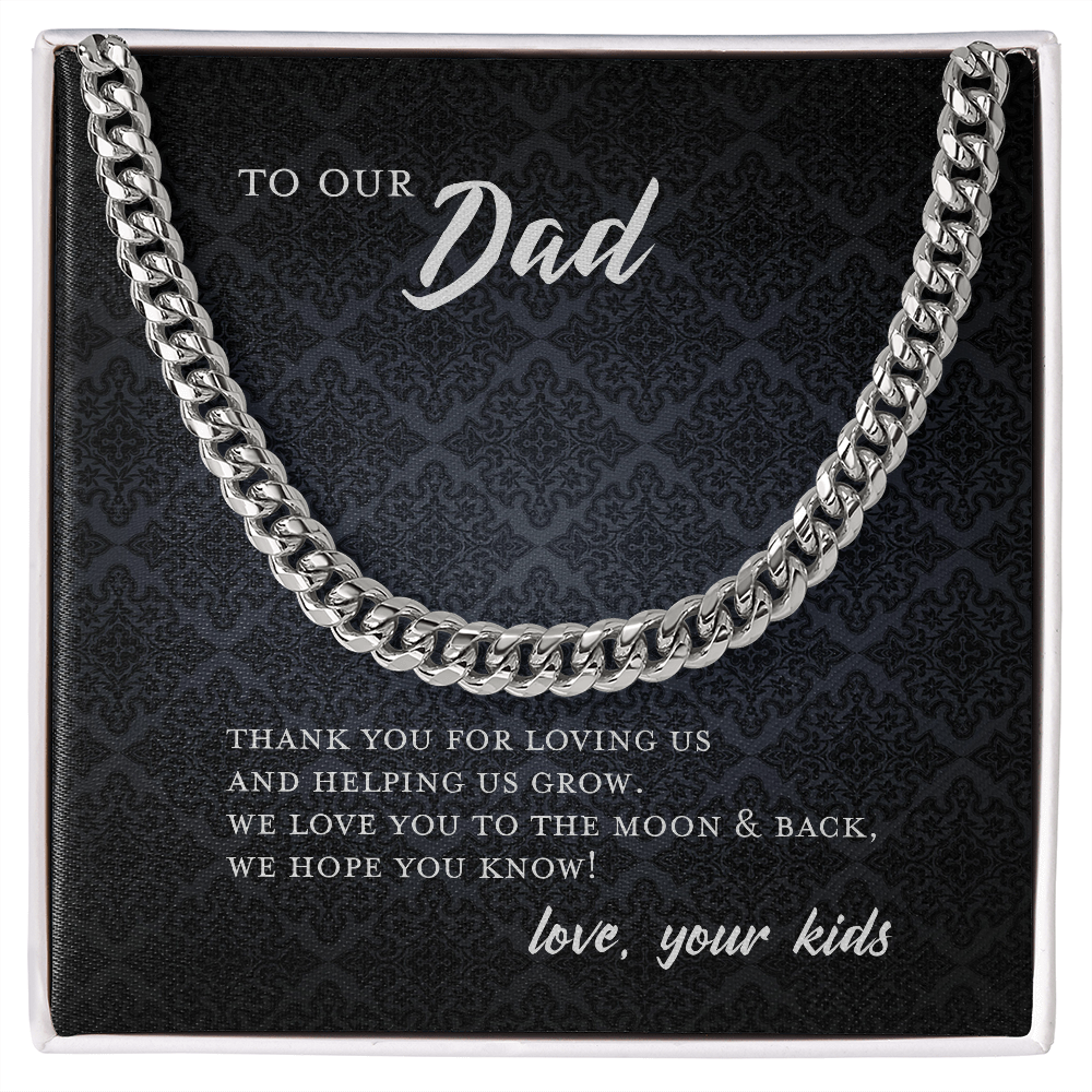 To Dad From Kids, Father’S Day Gift, Cuban Chain Necklace