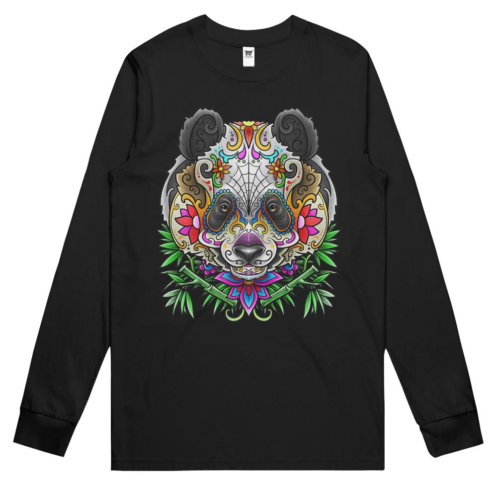 Panda Bear Sugar Skull Day Of The Dead Shirt Dia De Muertos Long Sleeve T Shirts