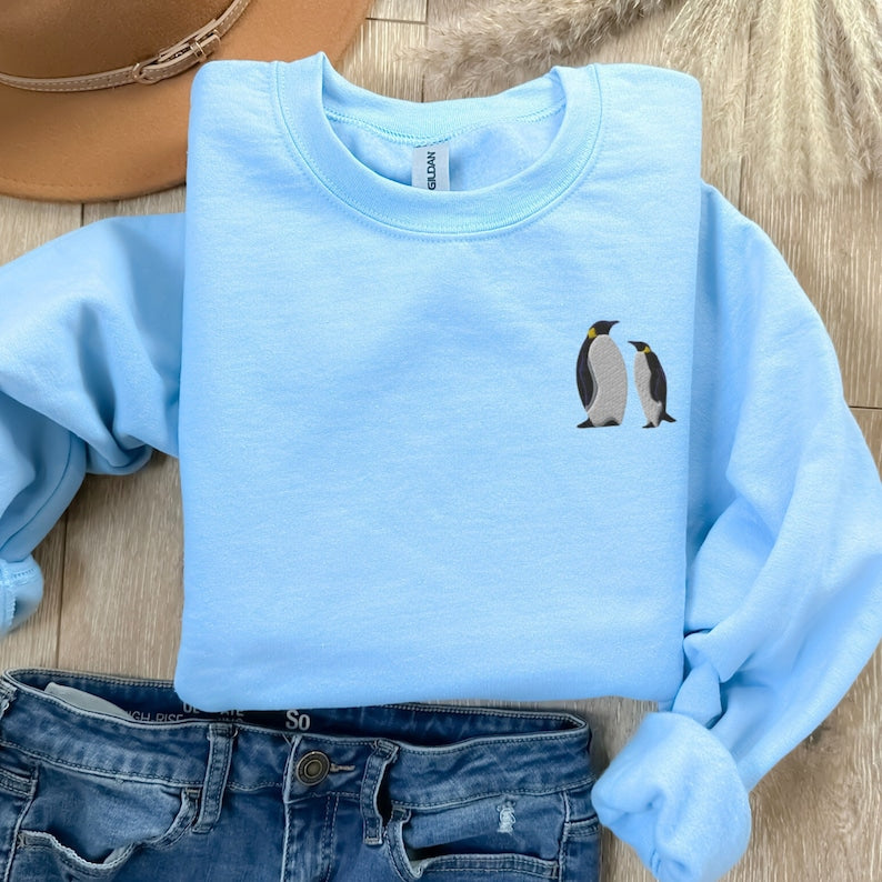 Penguin Embroidered Sweatshirt 2D Crewneck Sweatshirt All Over Print Sweatshirt For Women Sweatshirt For Men Sws4360