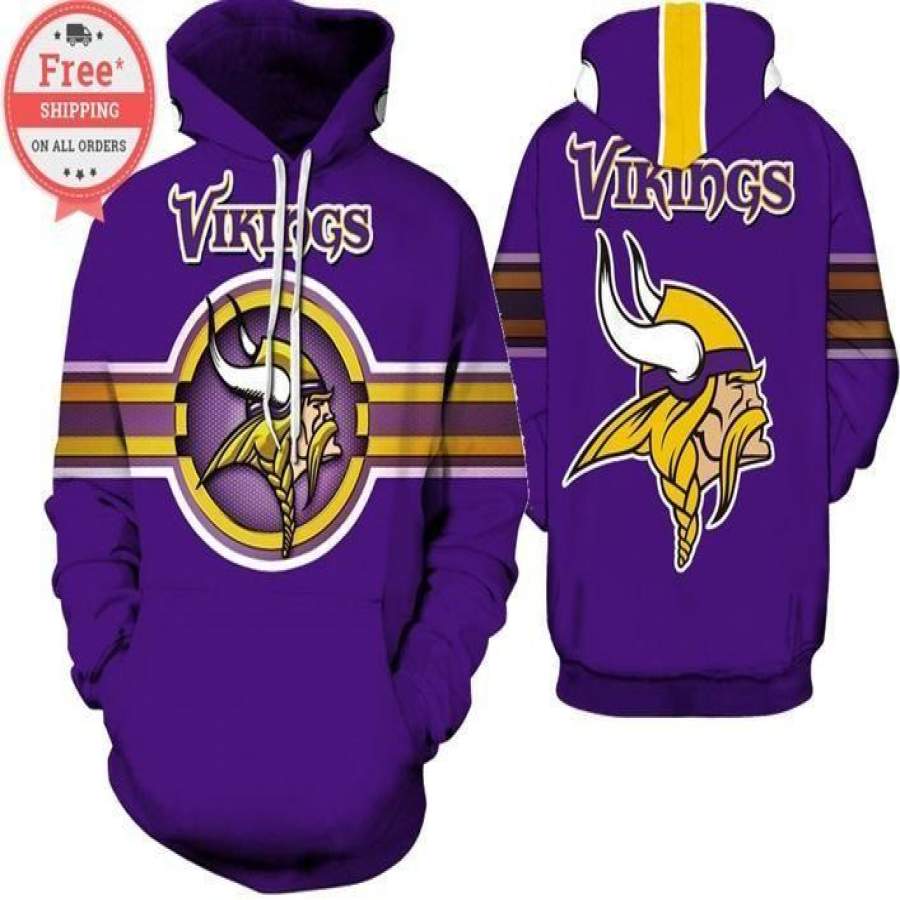 Minnesota Vikings Football Team Printed Unisex Hoodie Unisex 3D All Over Print