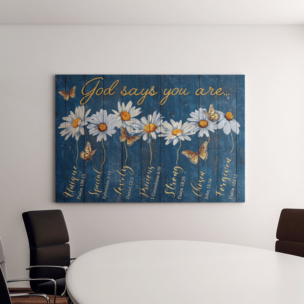 Daisy And Butterfly – God Says You Are Unique And Amazing Lanscape Poster & Canvas Gift For Friend Family Home Decor Wall Art Visual Art