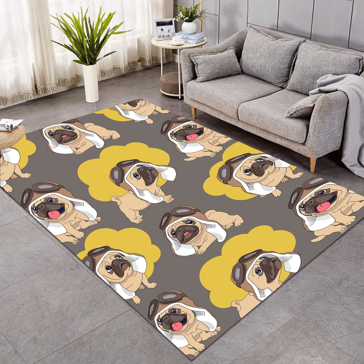 Ariel Hat Pug Rug Living Home Decor