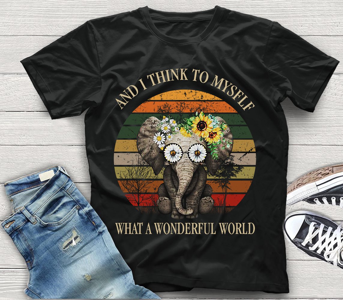 T Shirt Mother’s day Father’s day unique gift ideas for mom & dad from daughter & son kids, meaningful birthday presents –  Wonderful World Elephant Tshirt