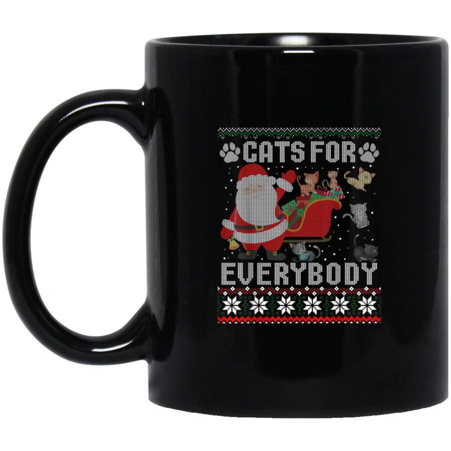 Cats For Everybody Christmas Cute Cat Lover Ugly Sweater T-Shirt Black Mug