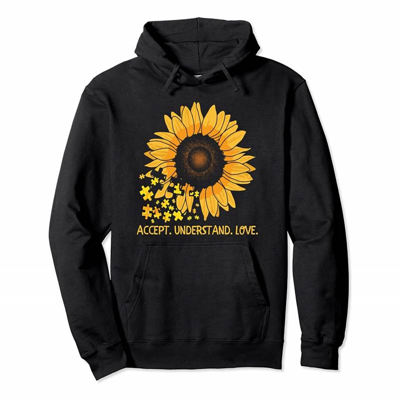 Accept Understand Love Sunflower Autism Awareness Pullover Hoodie