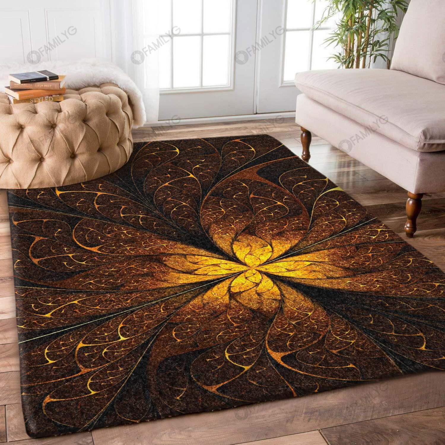 Fractal Yellow Flower Rug