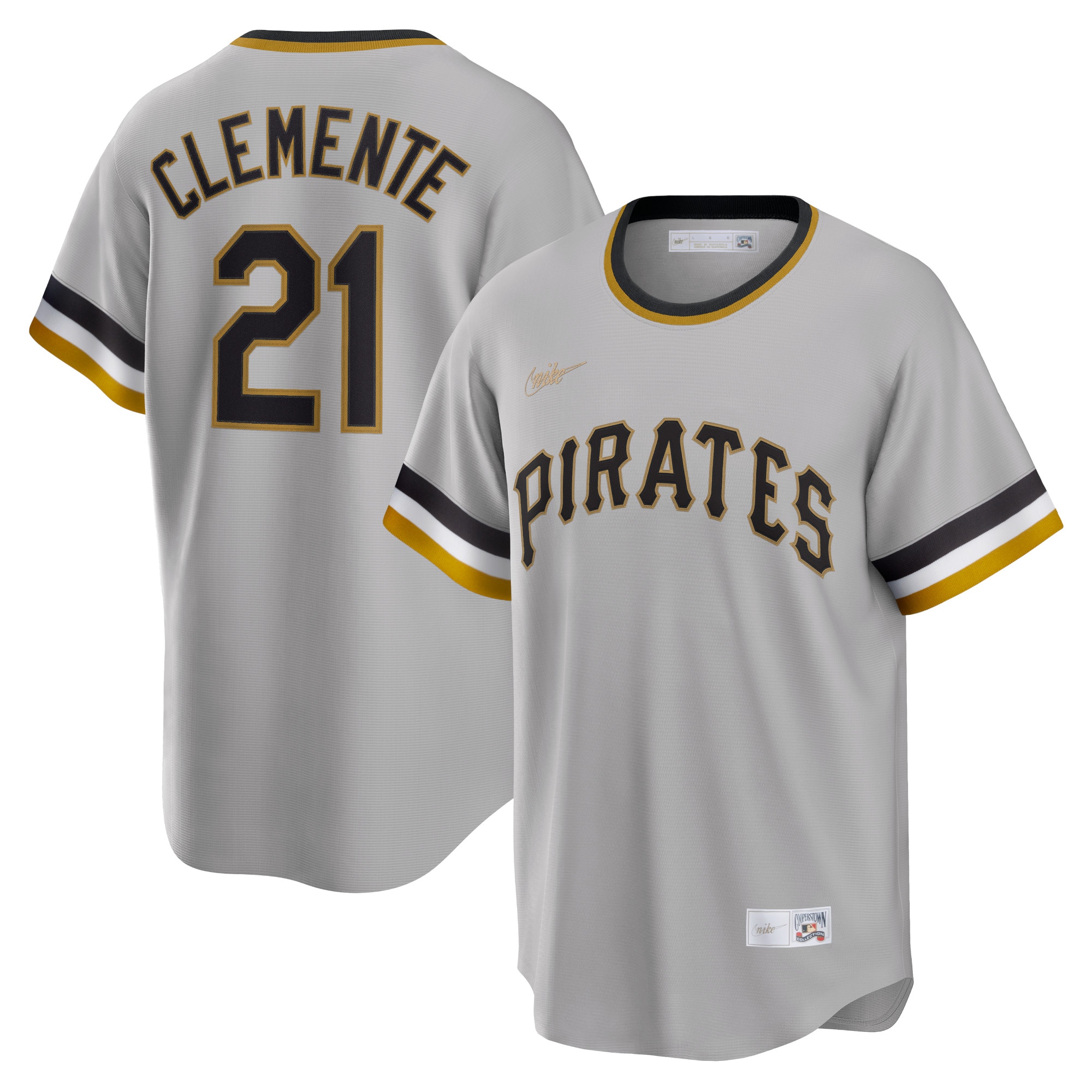 Men’s Pittsburgh Pirates Roberto Clemente Gray Road Cooperstown Collection Player Jersey