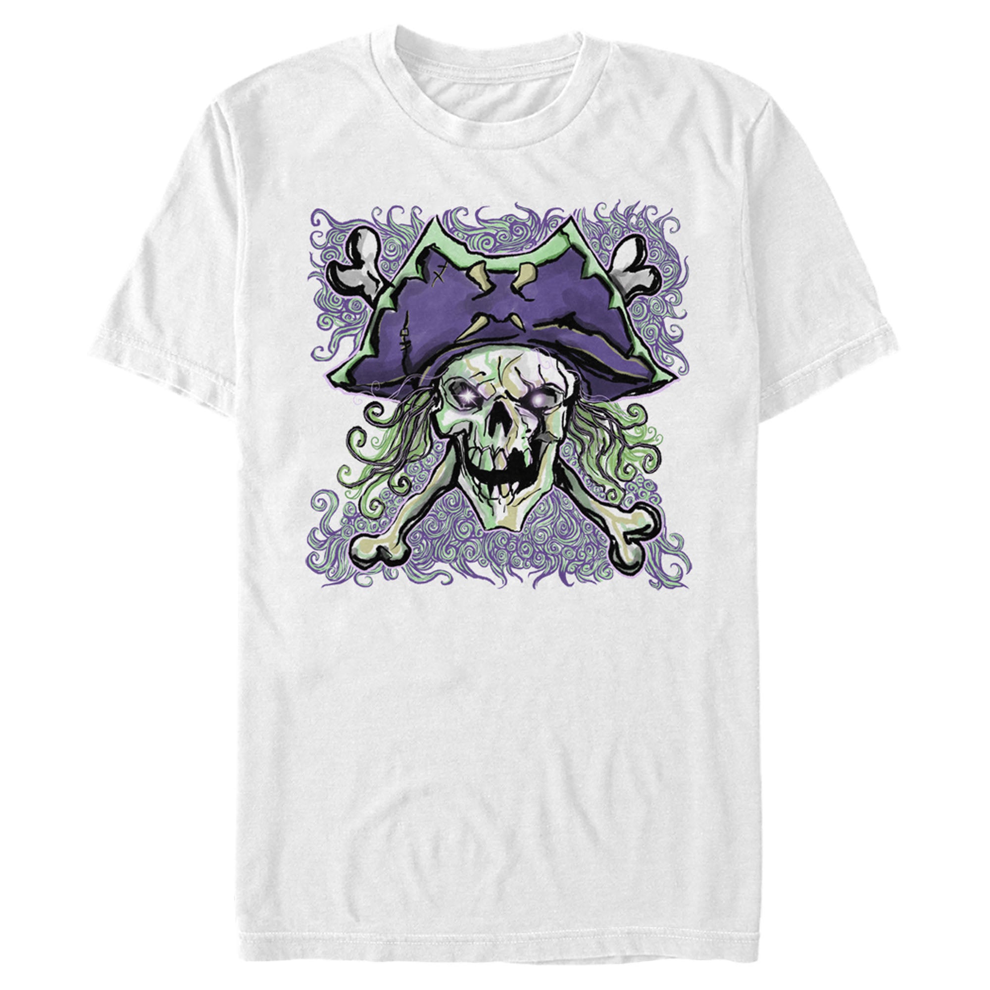 Sea Of Thieves Men’S Swirly Skeleton Captain  T-Shirt