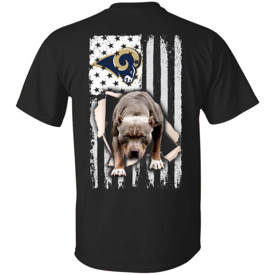 PitBull Steps Out From USA Flag Los Angeles Rams Team Shirt Men Women TT08