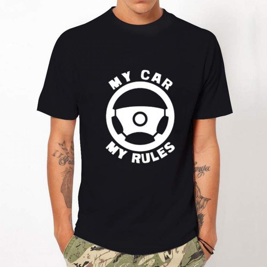 2017 Summer Style MY CAR MY RULES Printed Casual Men Funny Tshirt Man Clothing Short Sleeve Tops