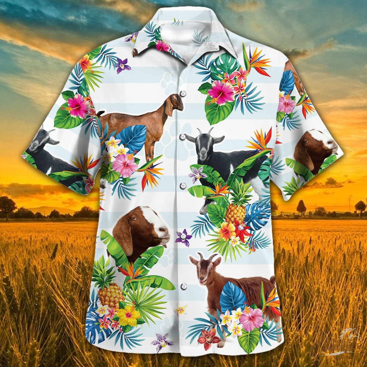 Nubian Goat Tropical Flower 3D Hawaiian Shirt