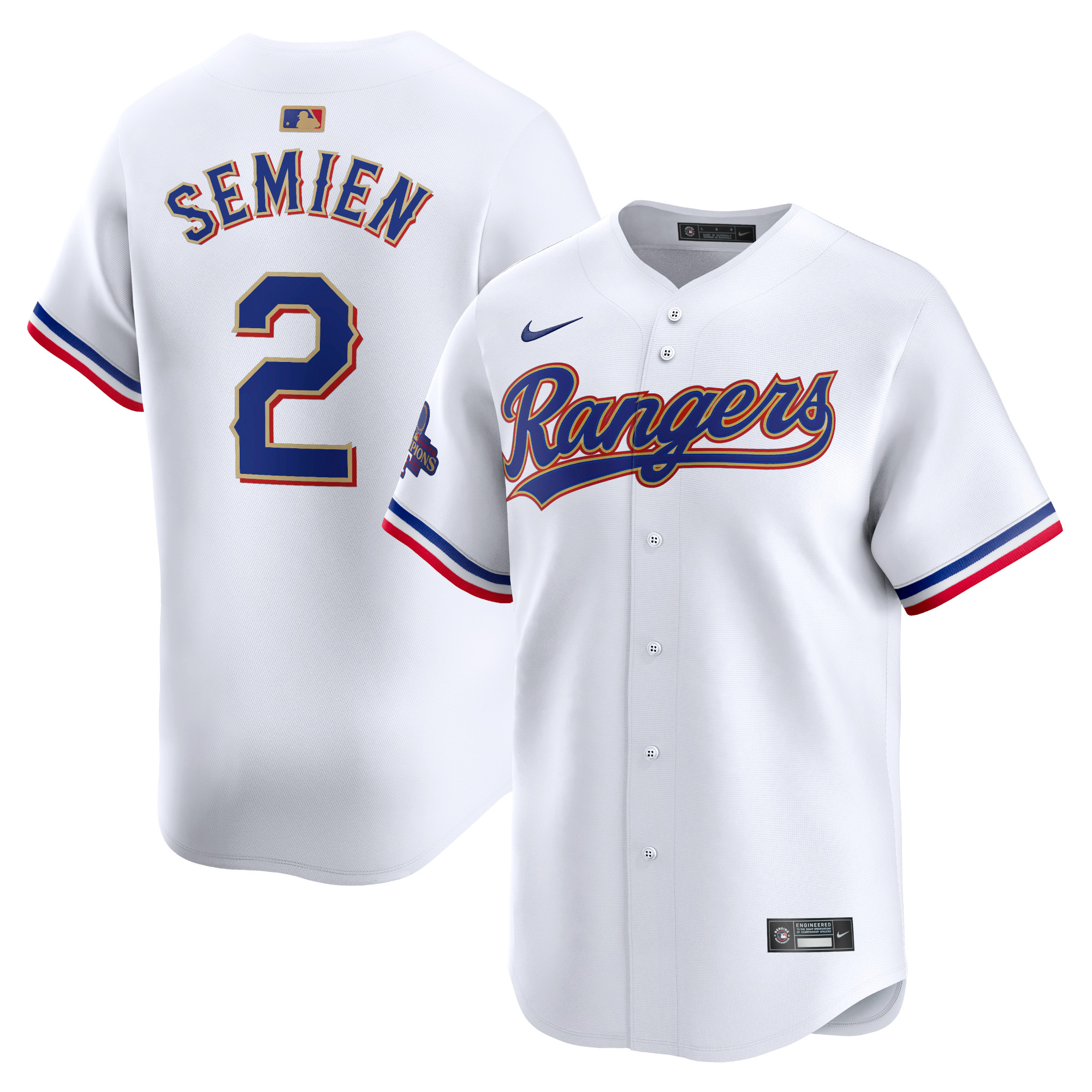 Marcus Semien Texas Rangers 2024 Gold Collection Limited Player Jersey  White