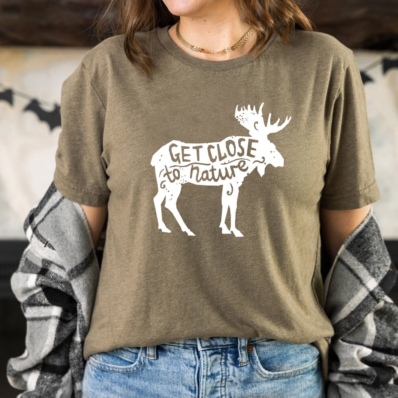 Get Close To Nature Shirt, Moose T-shirt, Nature Lover Gift, Camping Shirt, Wild Animal Shirt