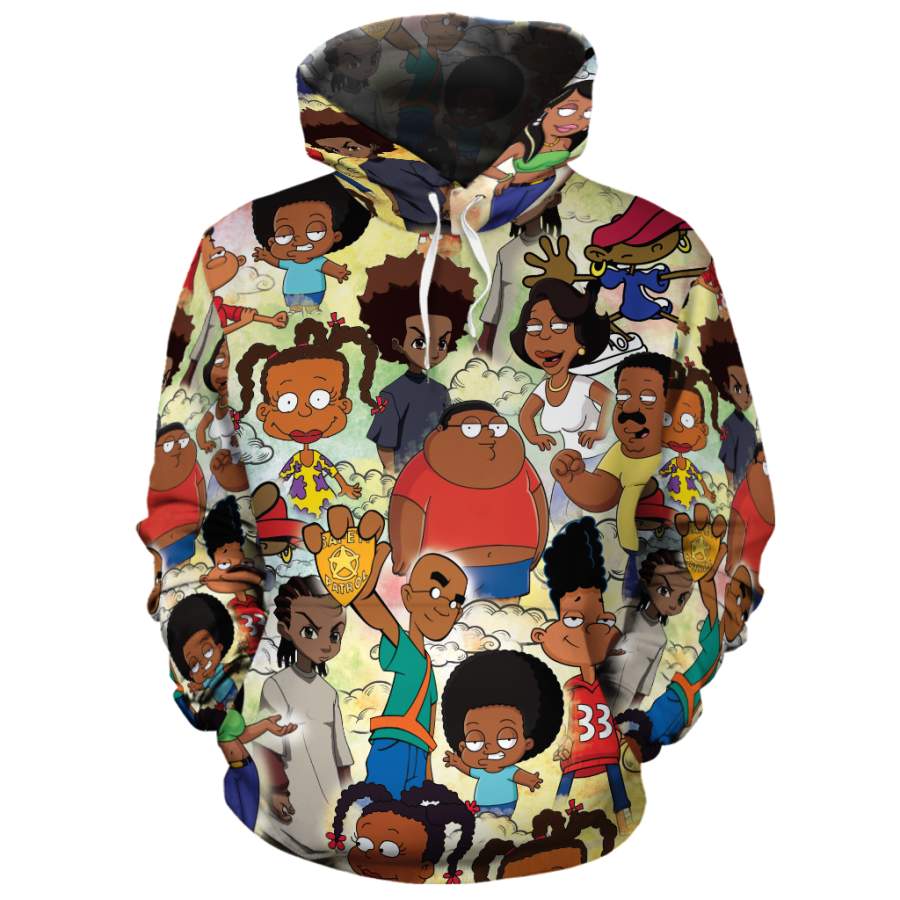 Black Animated Characters All-Over Hoodie