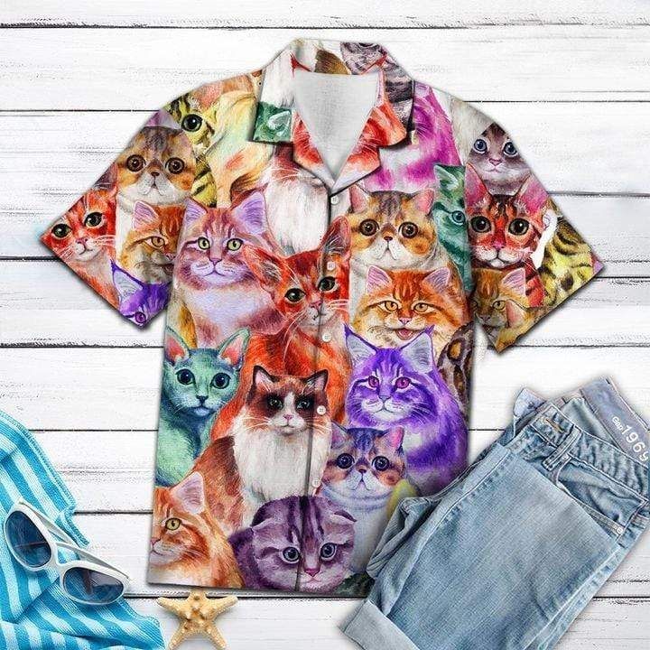 Get Now Amazing Hawaii Aloha Shirts Colorful Cats H Ha2481