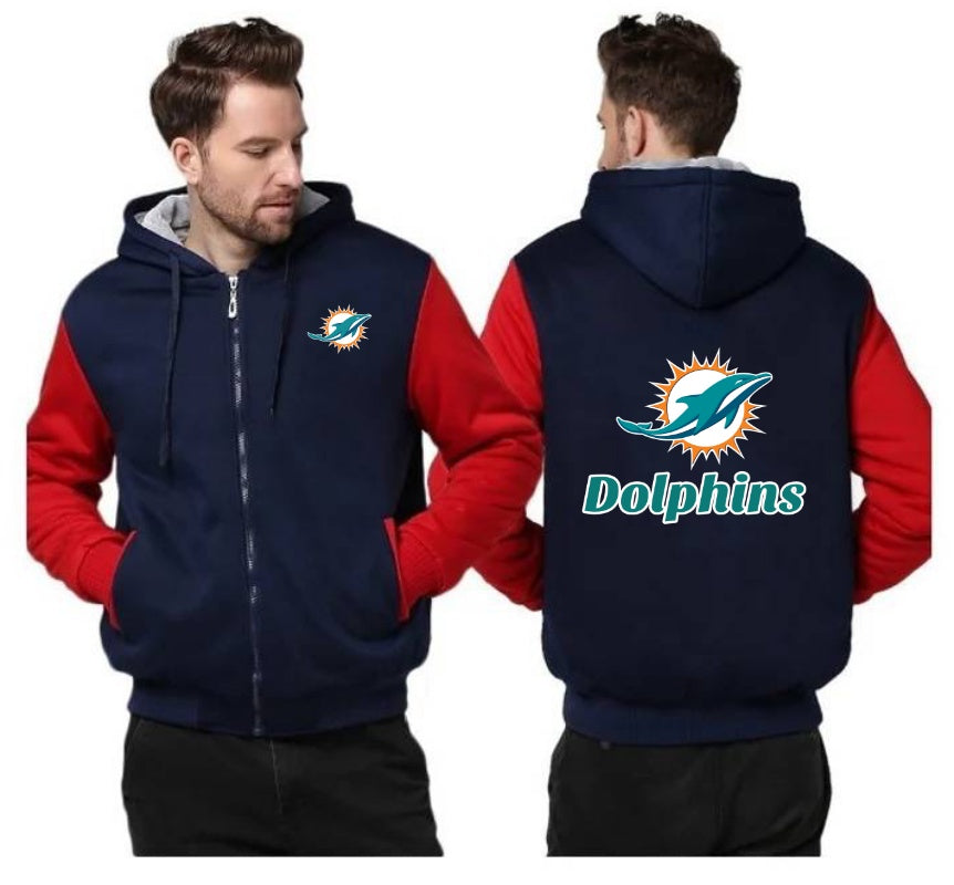 Miami Dolphins Printing Fleece Red Hoodies Jacket