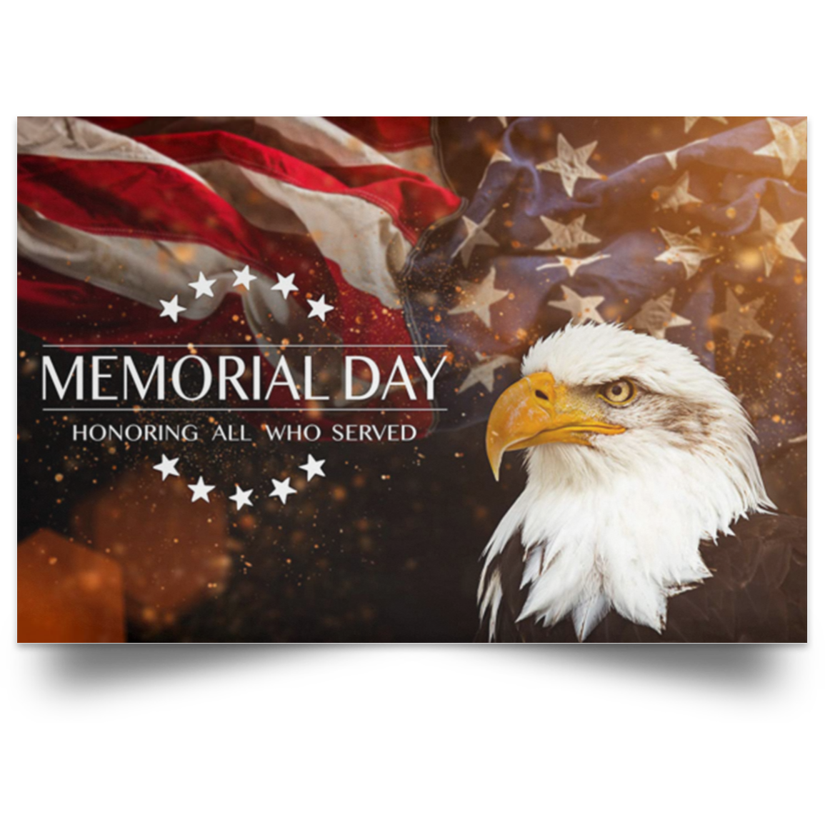 Eagle USA Flag Poster Memorial Day Honoring All Who Served Patriotic ...