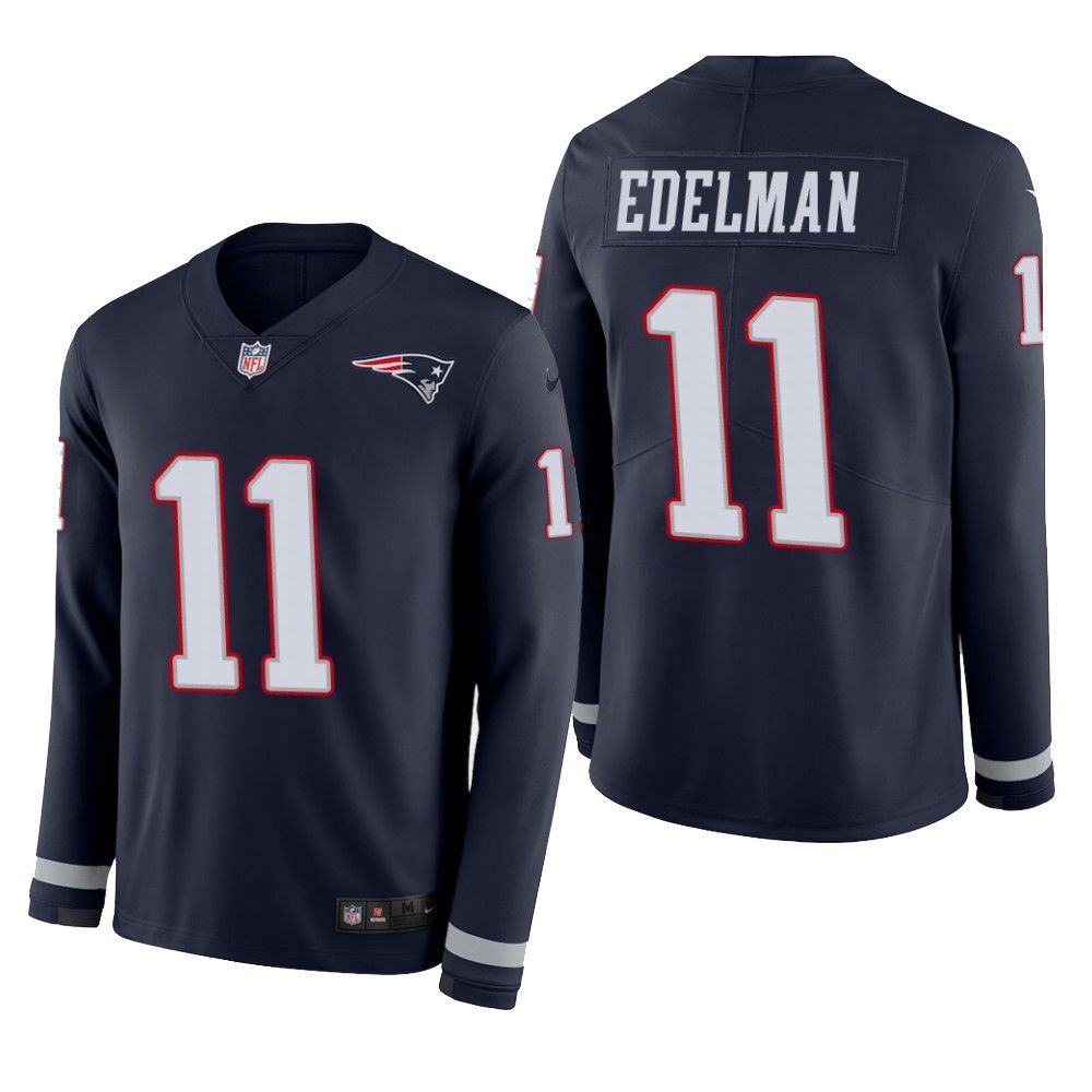 New England Patriots Julian Edelman Therma Long Sleeve Mens Jersey Navy