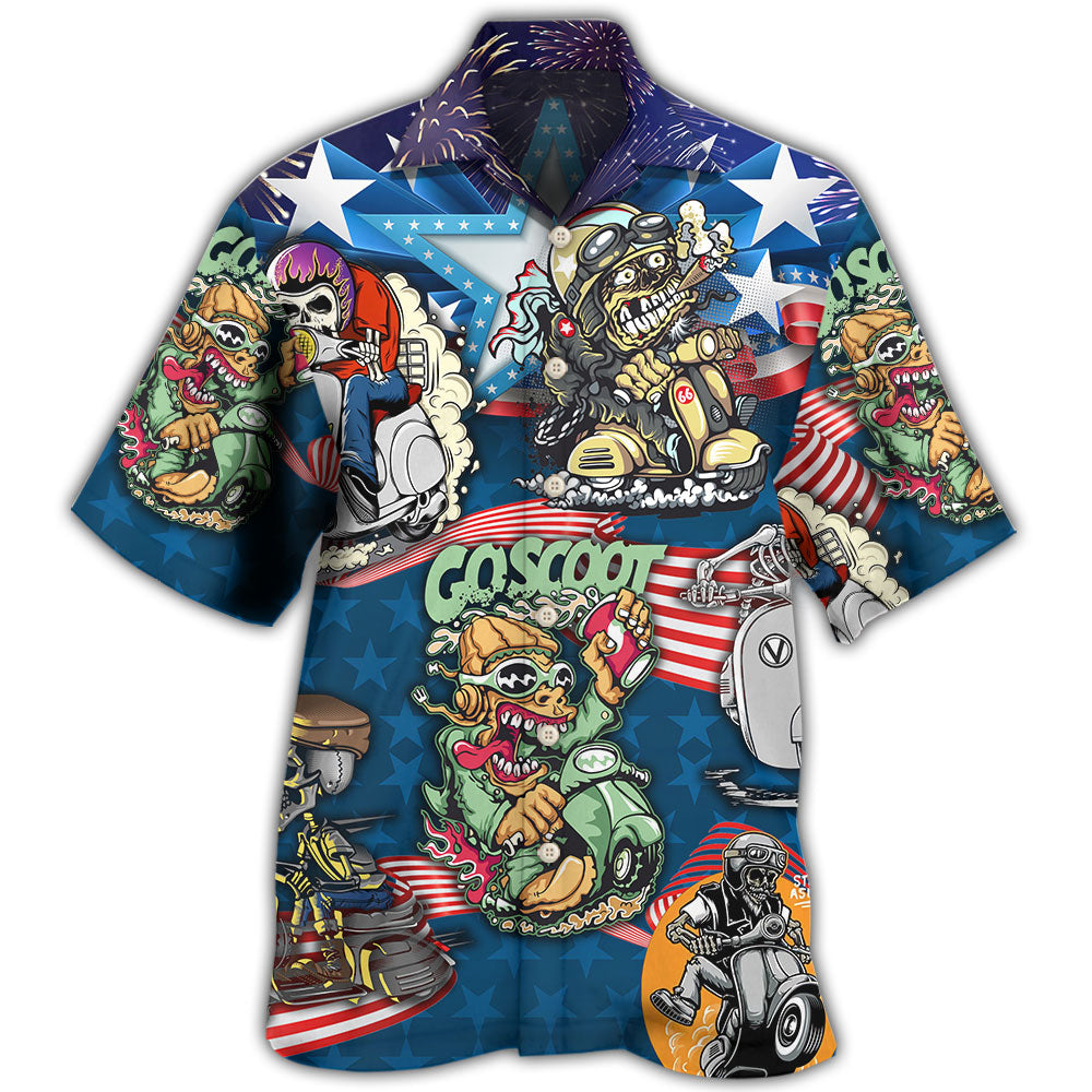 Scooter And Skull Usa Flag Hawaii Shirt Ha53441