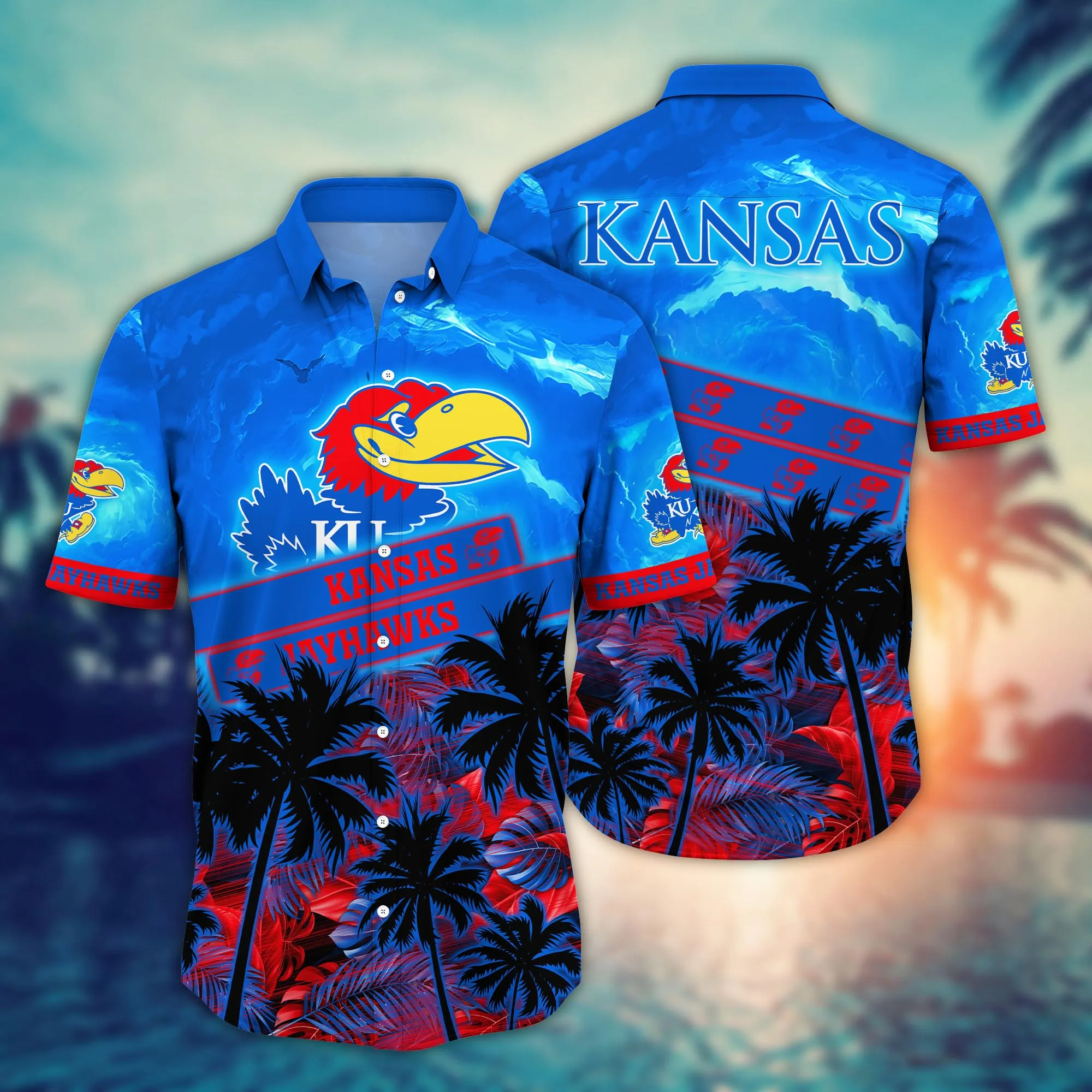 Kansas Jayhawks NCCA Hawaiian Shirt Warm-Weather Aloha Shirt