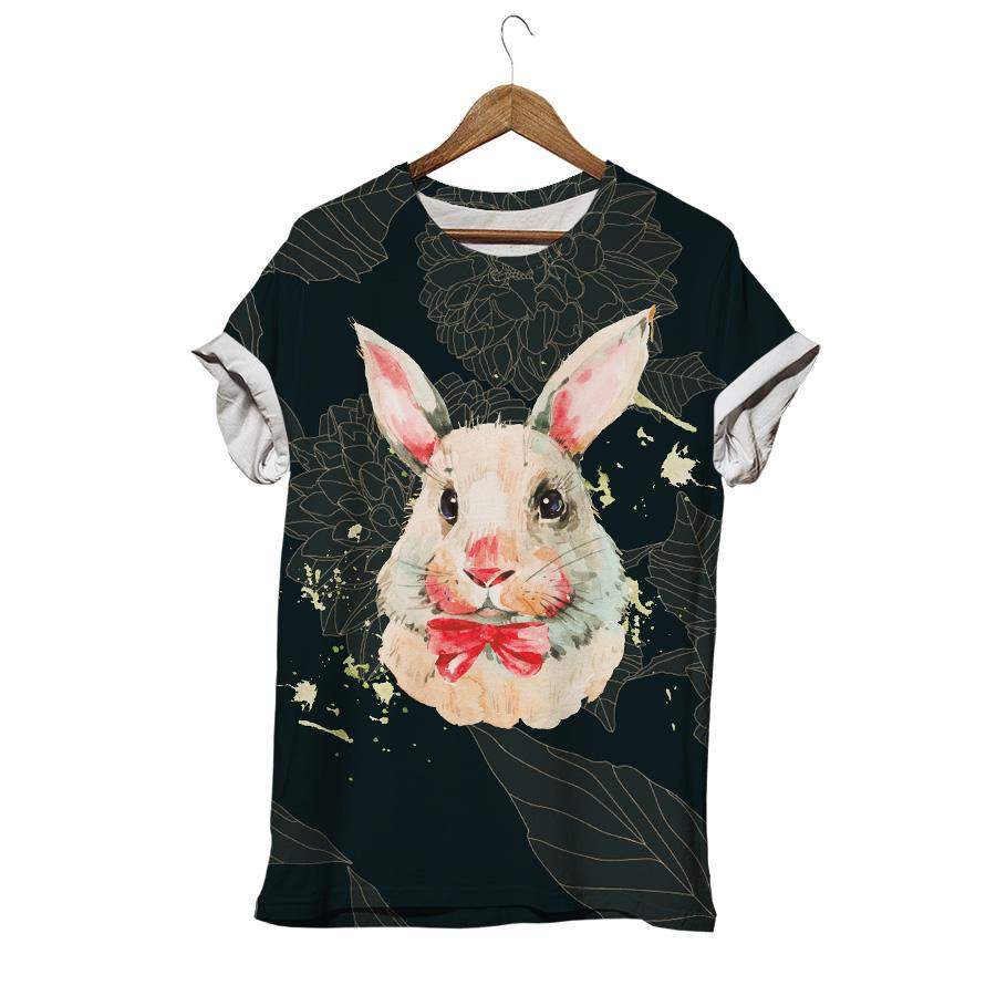 Cute Pink Rabbit With Red Bow Rabbit T-shirt