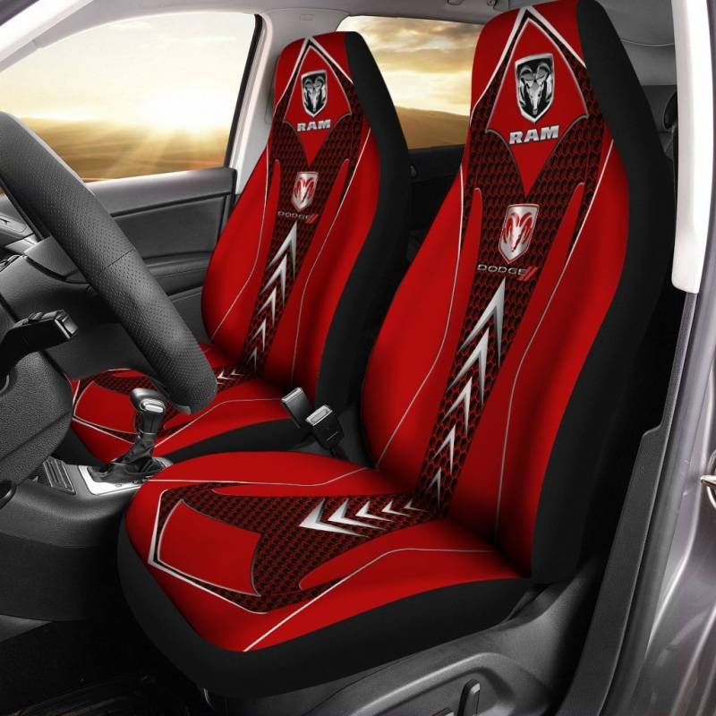 Dodge RAM NTA Car Seat Cover (Set of 2) Ver 1 (Red)