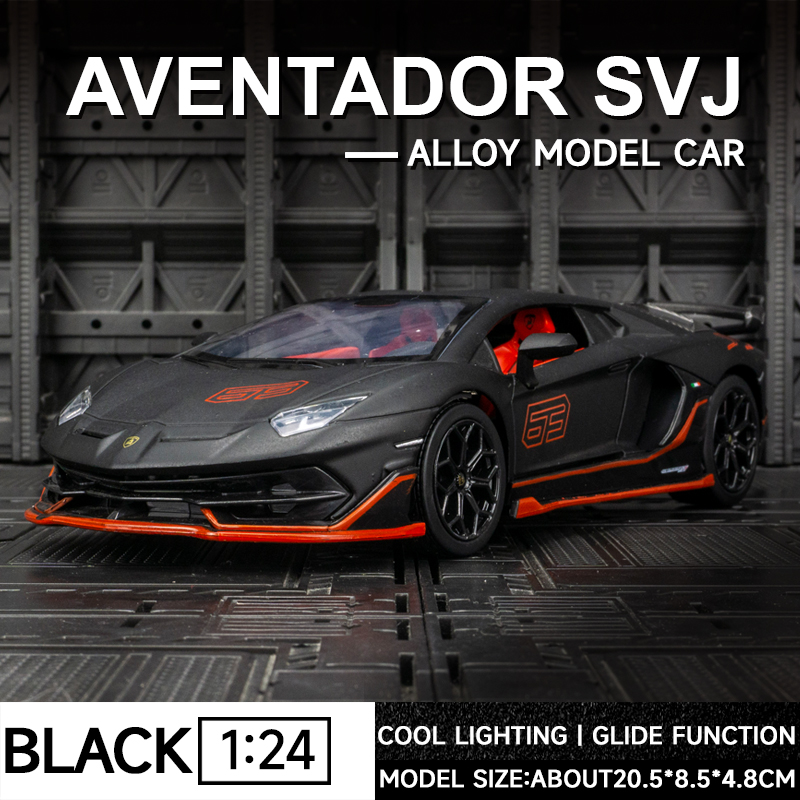 Diecast 1:24 Alloy Model Car Aventador SVJ Miniature Simulation Metal Vehicle Gifts for Children Kid Boys New Christmas Hot Toys alx