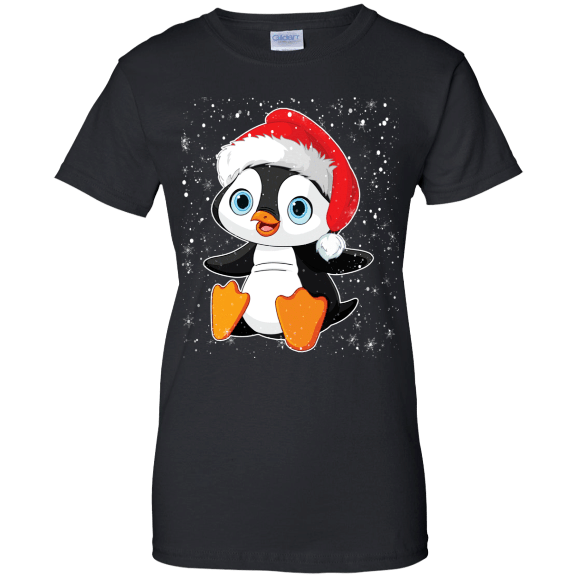 Christmas Baby Penguin Wearing Santa Hat T-Shirt Ladies’ T-Shirt