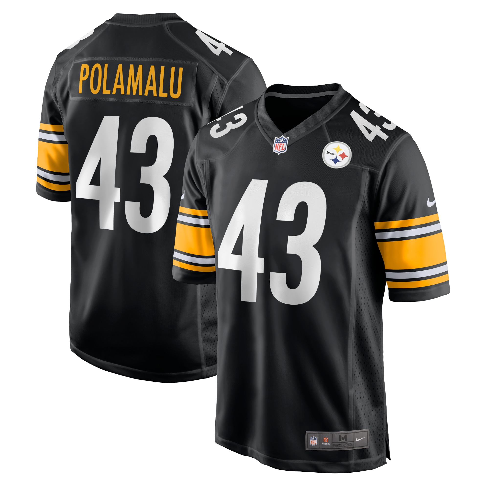 Men’s Pittsburgh Steelers Troy Polamalu Black Retired Player Game Jersey