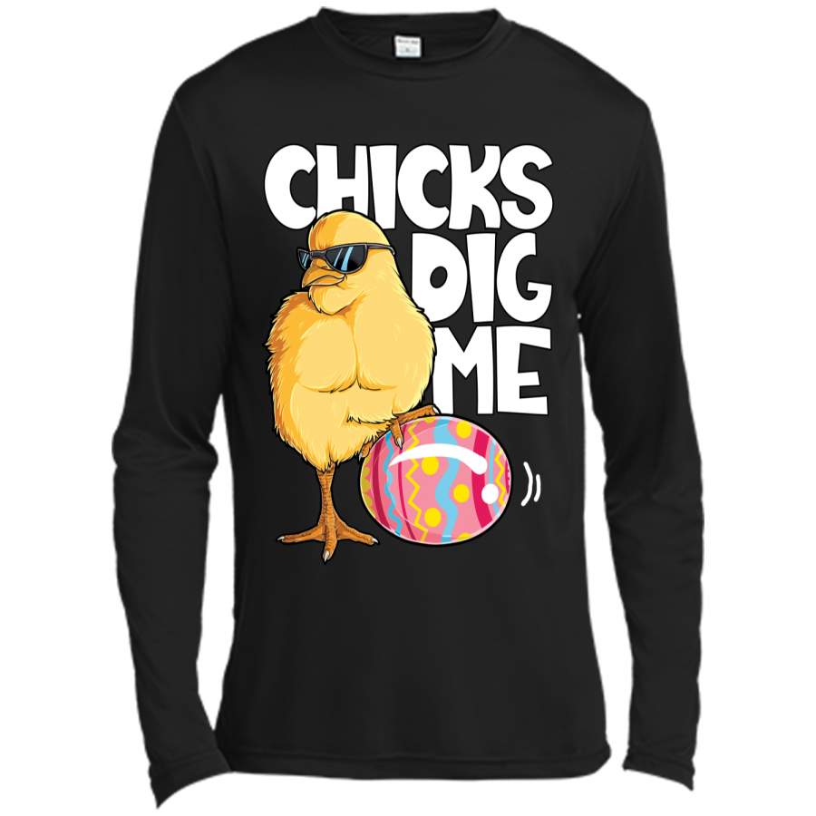 Chicks Dig Me T shirt Boys Kids Easter Bunny Ears Egg Men Long Sleeve Moisture Absorbing Shirt