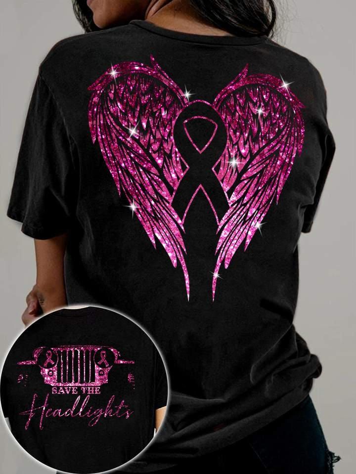 Gift For Mother Save The Headlights Breast Cancer Jp Girl Pink Wings Unisex  3D T-Shirt