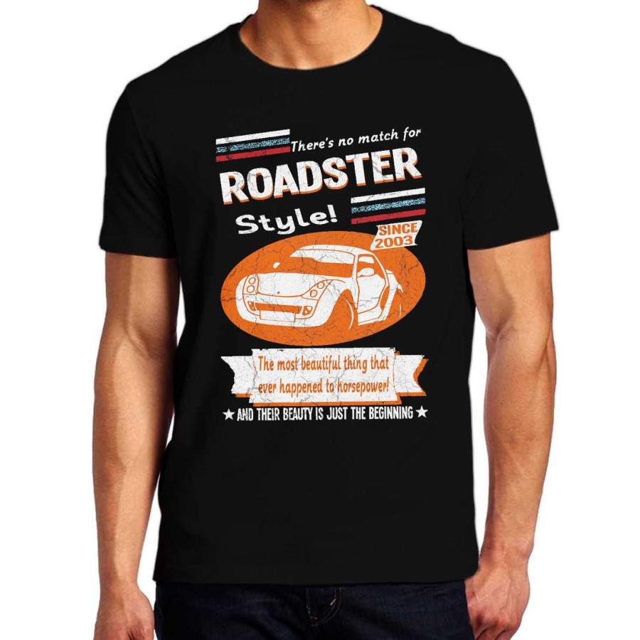 Smart Car Roadster 2003 Vintage Balck T-Shirt Mens T Shirt Casual Graphic Tee Shirts Fashion Tops Clothing