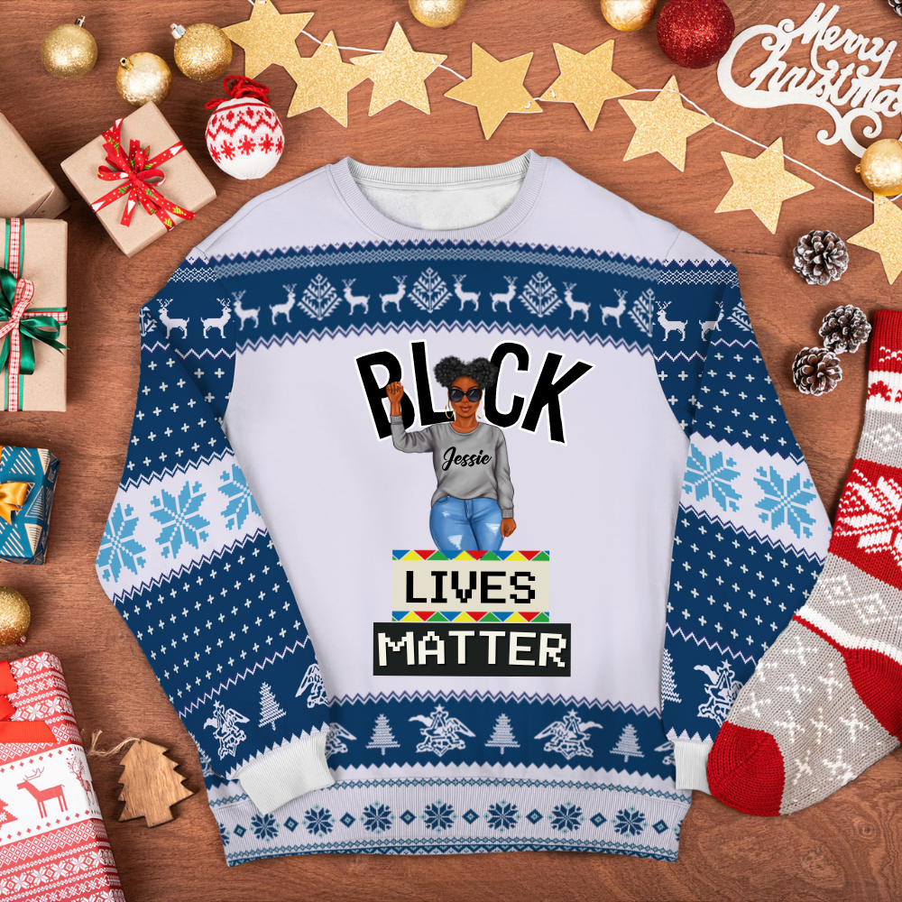 Black Lives Matter 3D-Printed Christmas Ugly Sweatshirt Hoodie Ap539