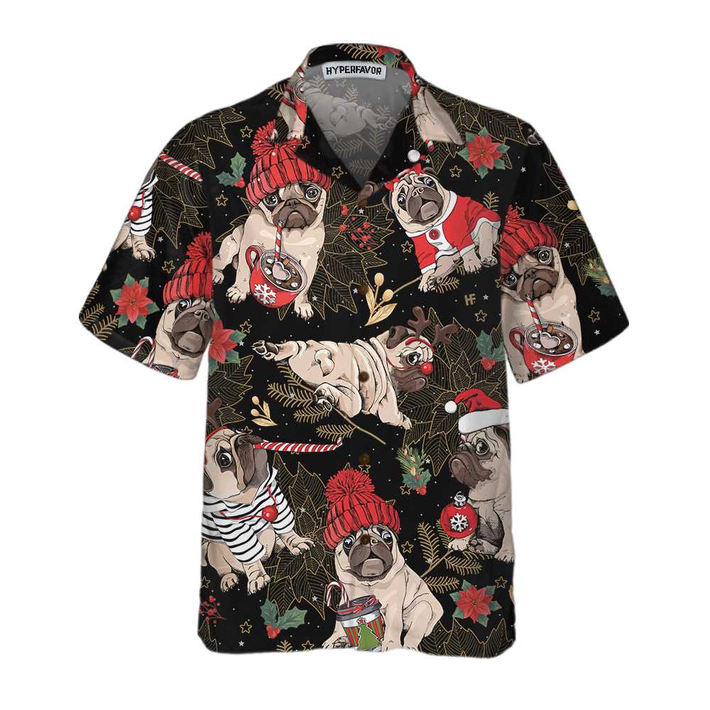 Merry Pug Party Hawaii Funny Christmas Dog Shirt For Men Ha70808