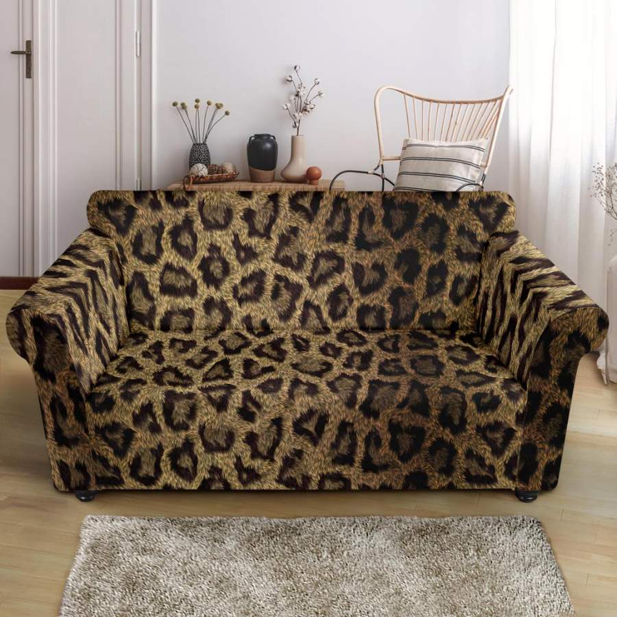 Cheetah Leopard Pattern Print Loveseat Cover