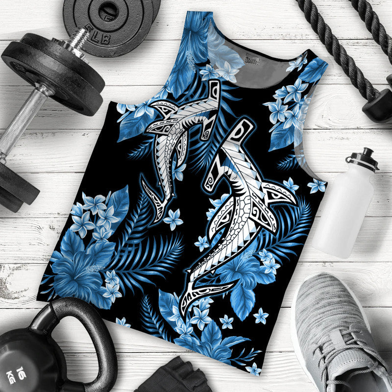 Hawaiian Summer Colorful Shark Men Tank Top Light Blue Ha54075