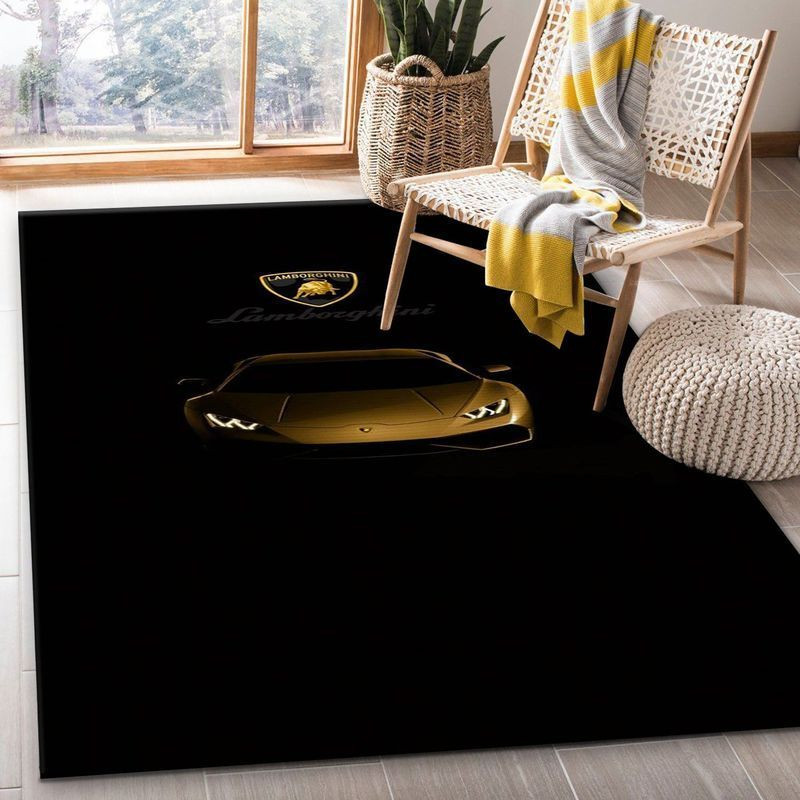 Lamborghini Gold Area Rug Living Room Rug Home Decor Floor Decor