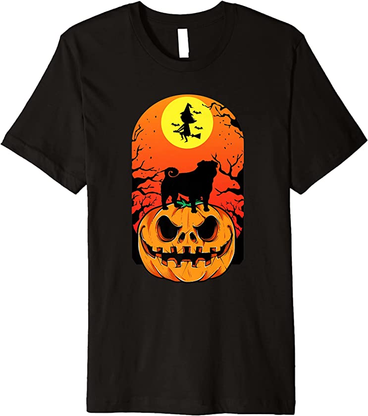 Pug Halloween Puppy Pumpkin Dog owner lover design Premium T-Shirt